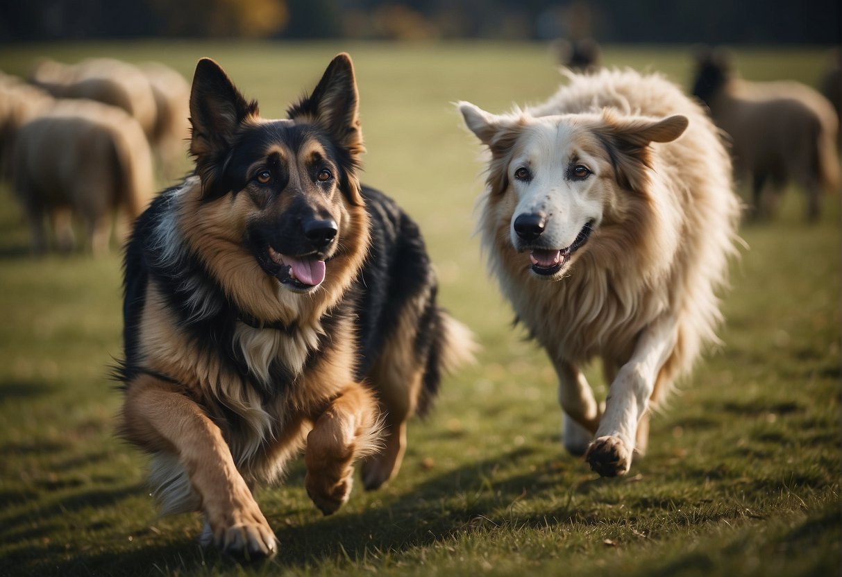 A German Shepherd obeys commands, while a Border Collie herds sheep