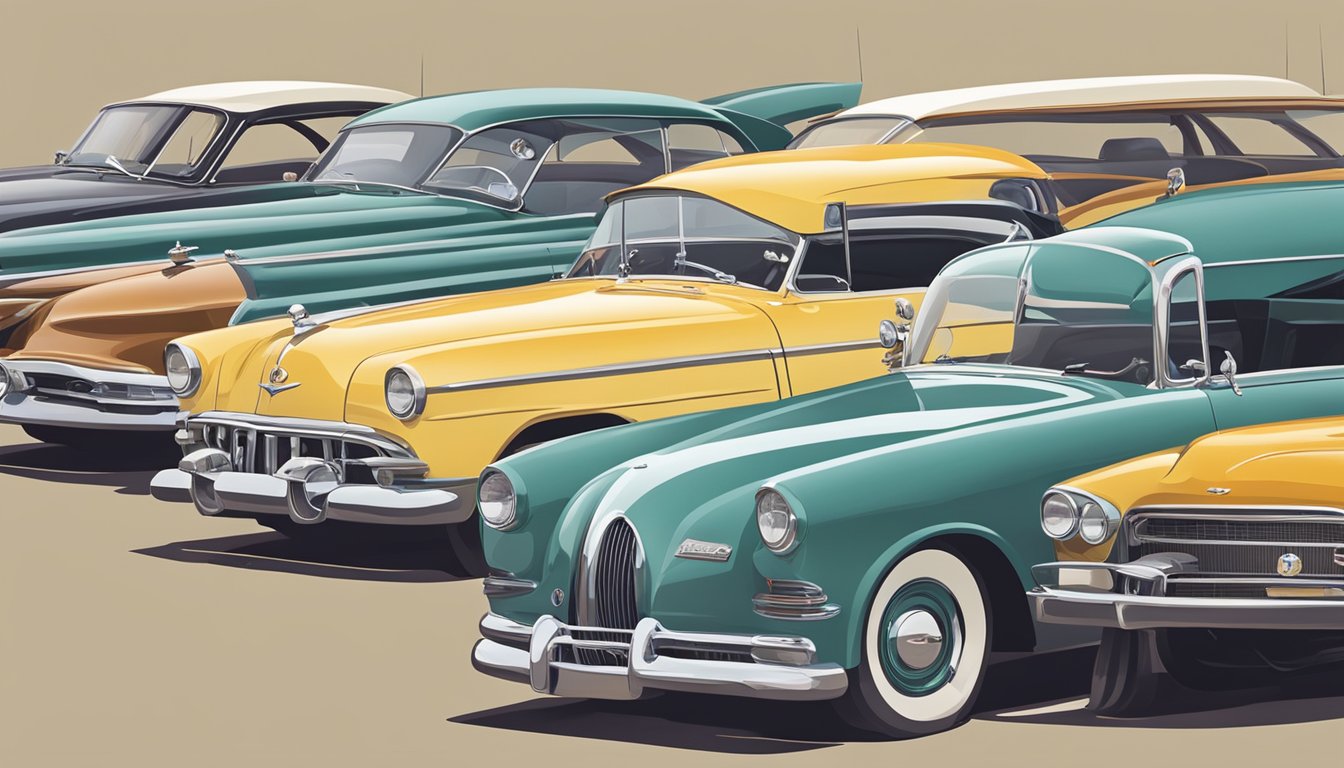 A vintage car show with classic models