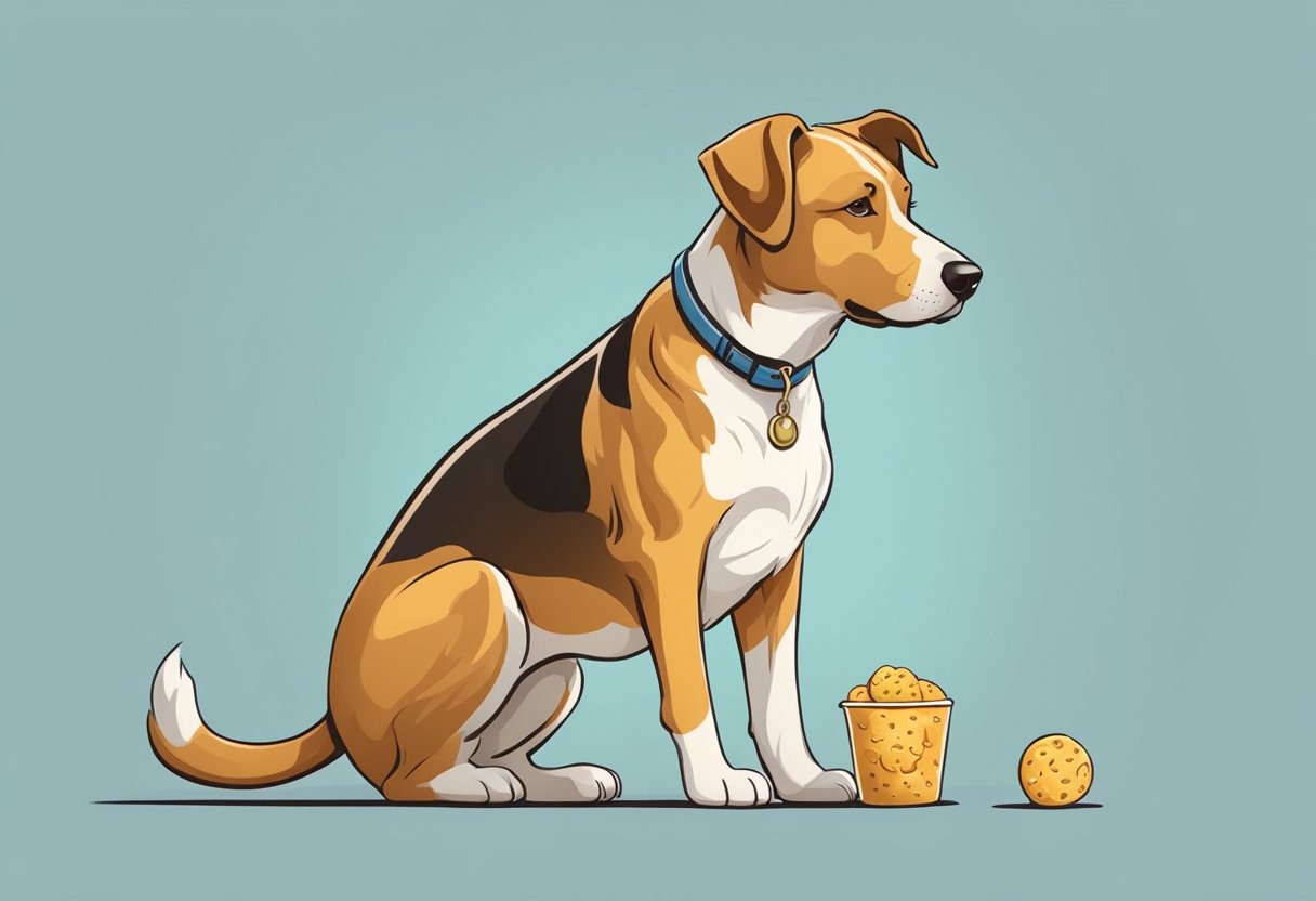 A dog sitting obediently, ears perked, as a treat is offered for good behavior