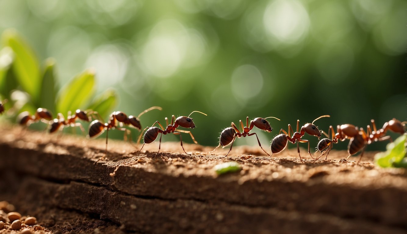 A line of ants approaches a barrier of cinnamon and peppermint oil, deterring them from entering a clean, well-maintained home