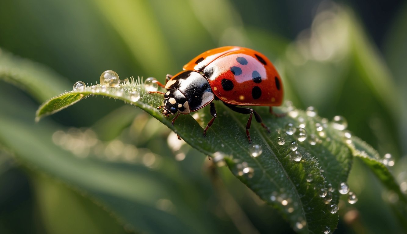 Ladybugs being removed from plants with vacuum device