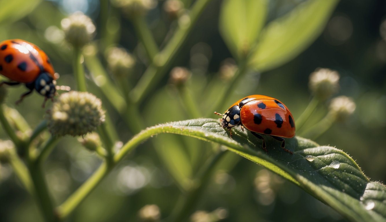 Ladybugs being safely removed from a garden using non-toxic methods