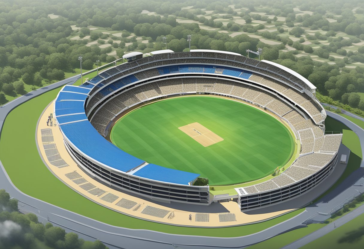 The SuperSport Park Cricket Stadium stands tall, with clear access points and a well-organized seating plan