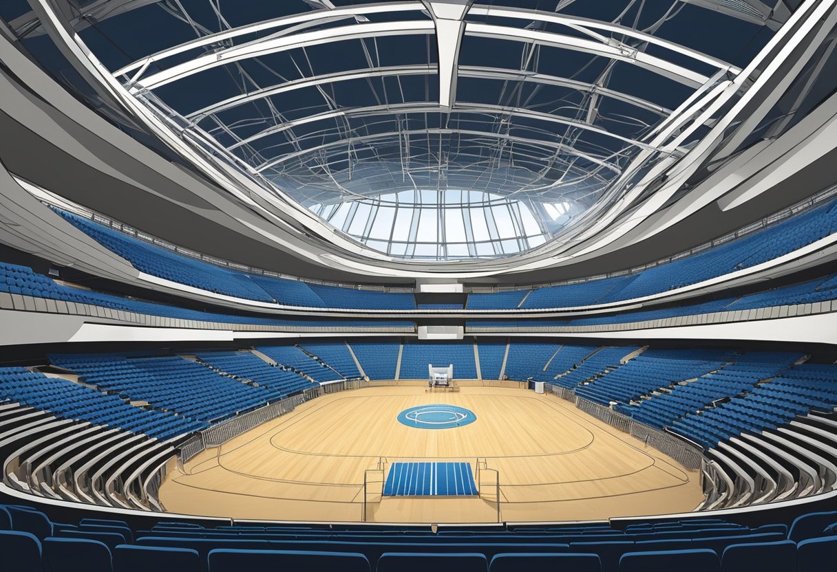 The Durban ICC Arena features a spacious interior with tiered seating, a high ceiling, and state-of-the-art construction