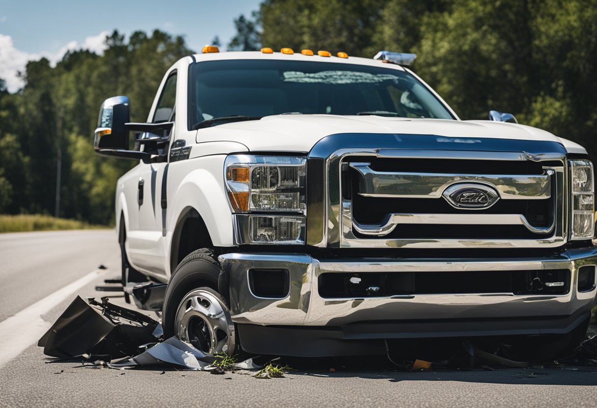 A truck collided with another vehicle in Bluffton. The accident scene shows damaged vehicles and debris scattered across the road