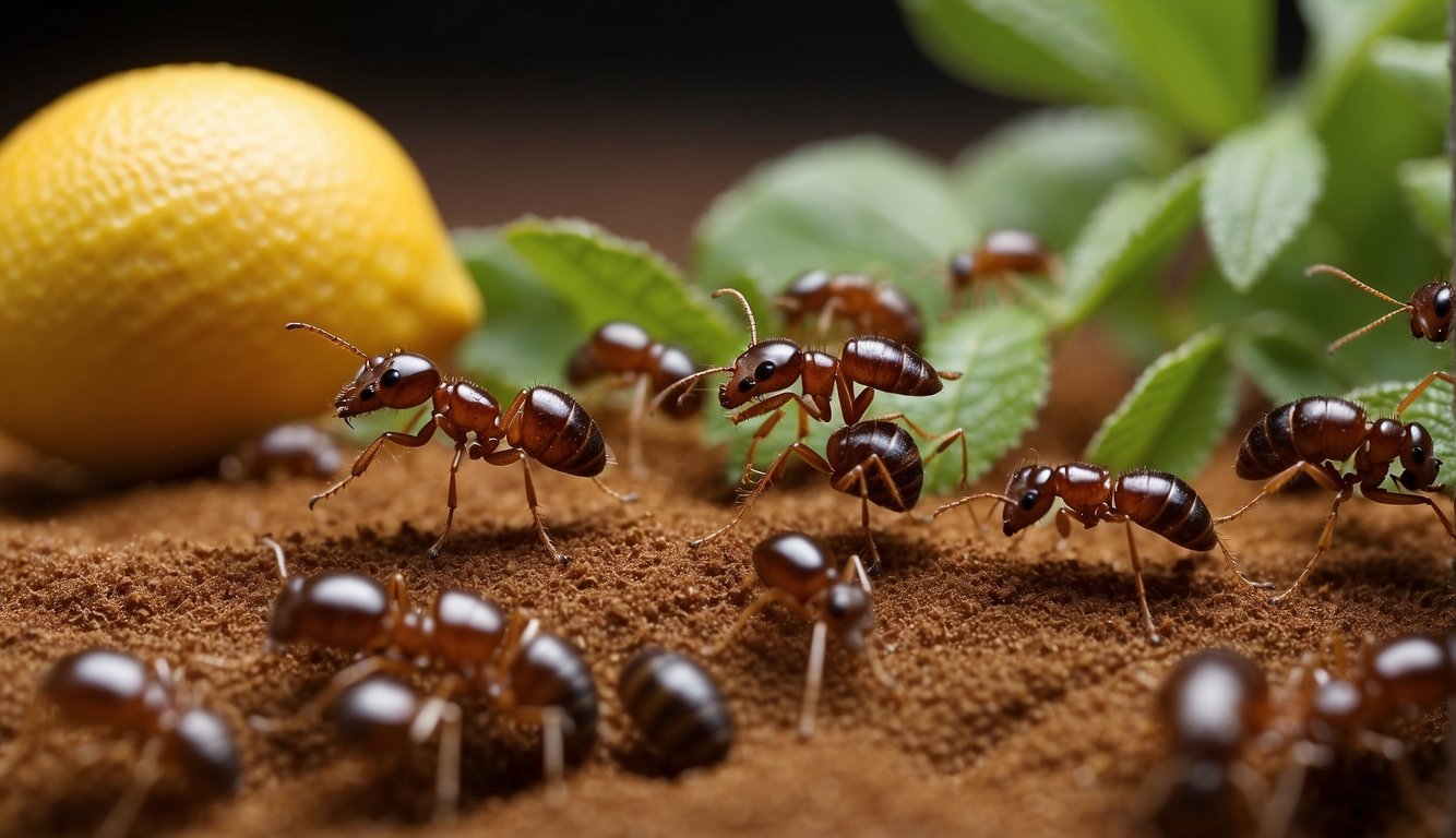 Ants being repelled by cinnamon and vinegar. Cornmeal creating a barrier. Peppermint oil deters them. Lemon juice disrupts their scent trails