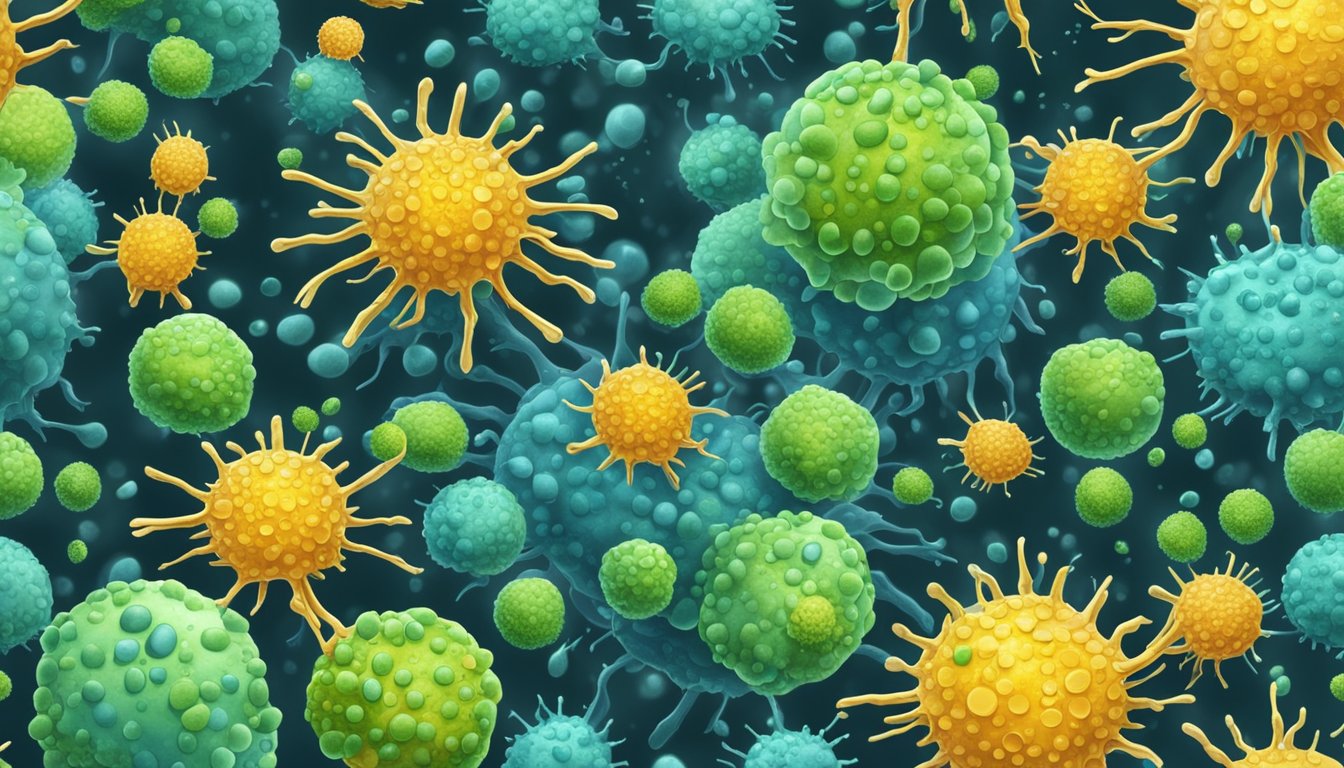 A healthy immune system battles mold toxins. Cells attack invaders. Defense mechanisms strengthen. Immune system fights back