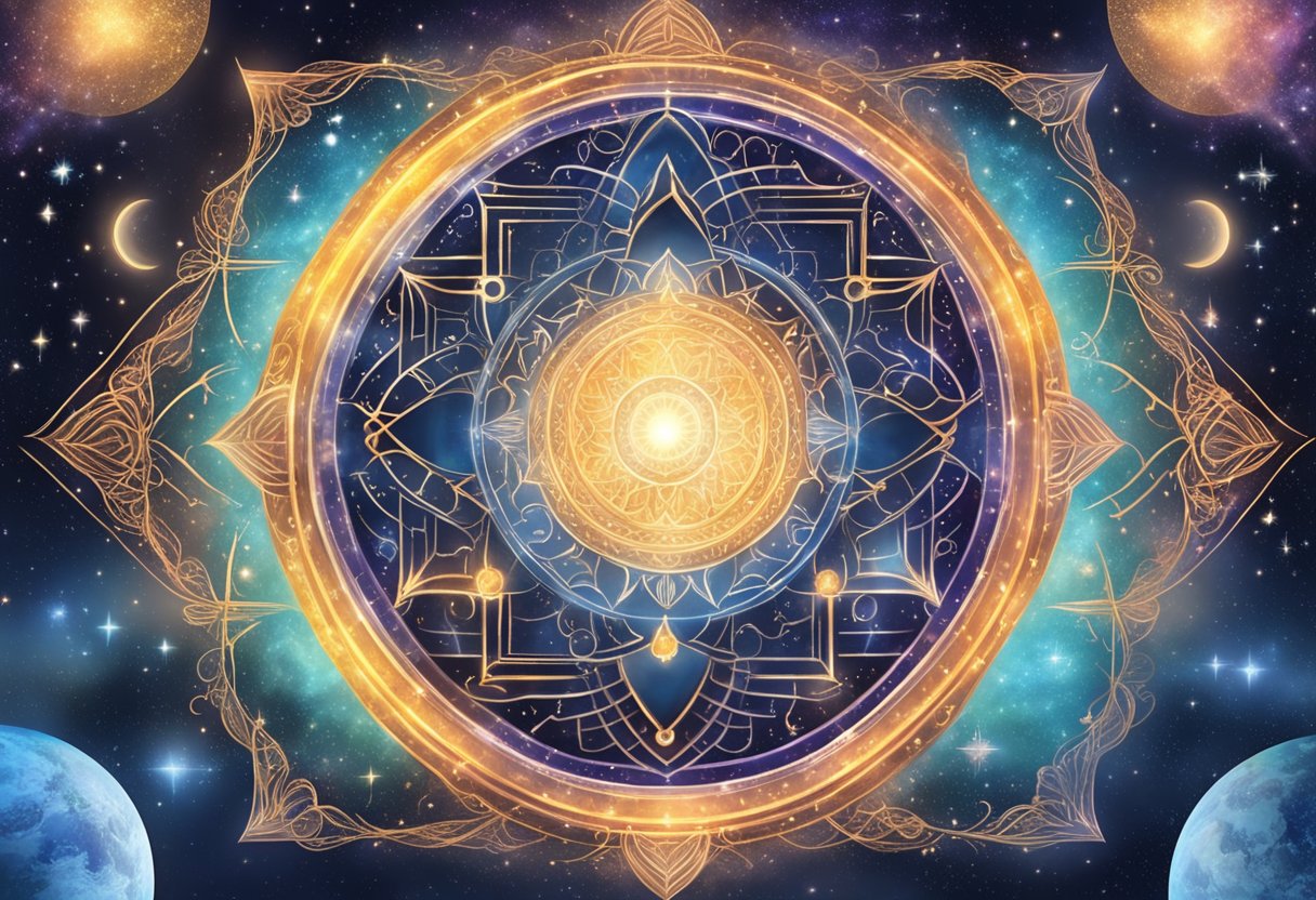 A glowing 6116 appears surrounded by celestial symbols and twin flames, evoking a sense of deep spiritual connection and divine guidance