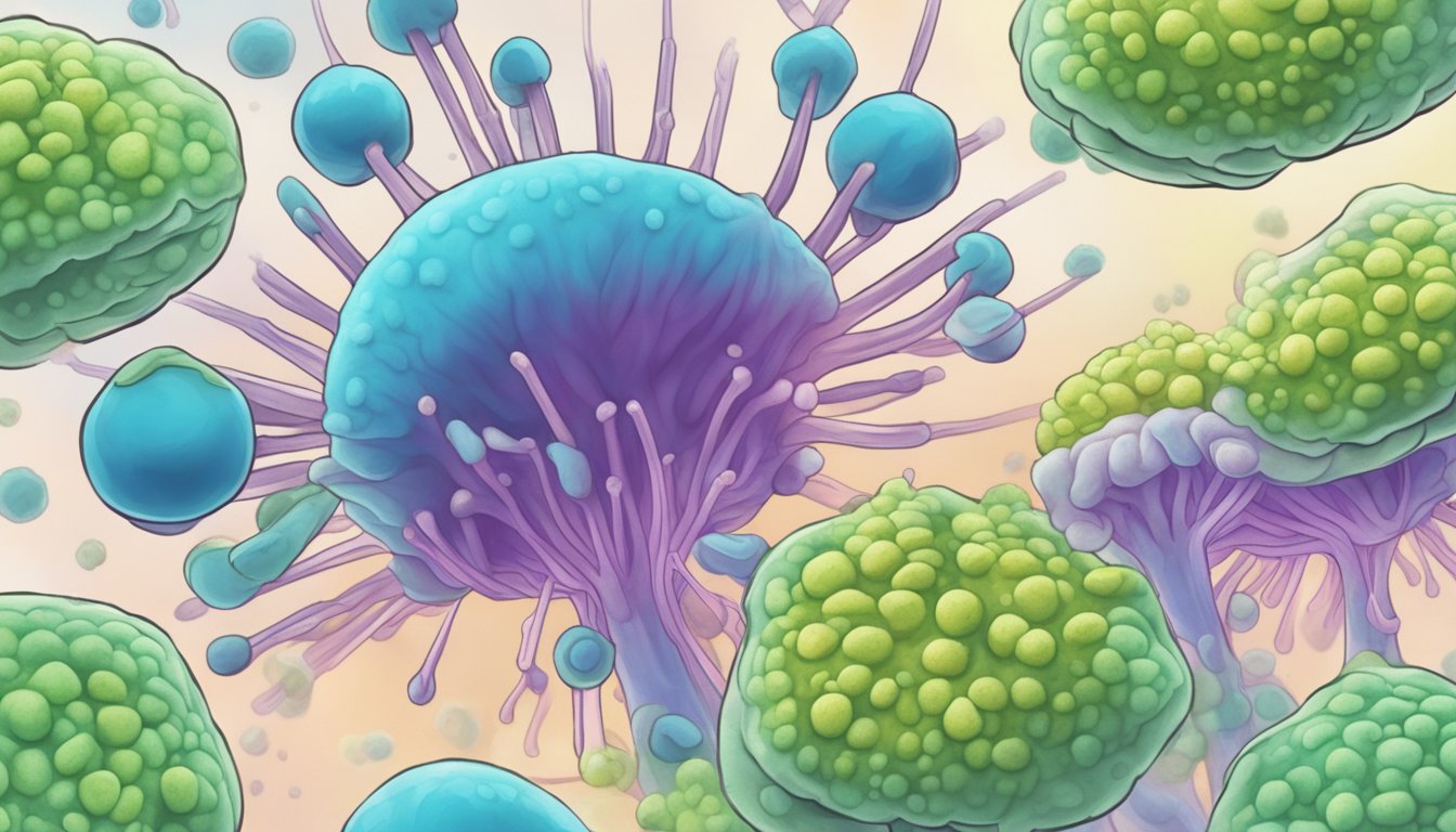 A mold spore enters a weakened immune system, triggering a response. Medication is administered to control the reaction