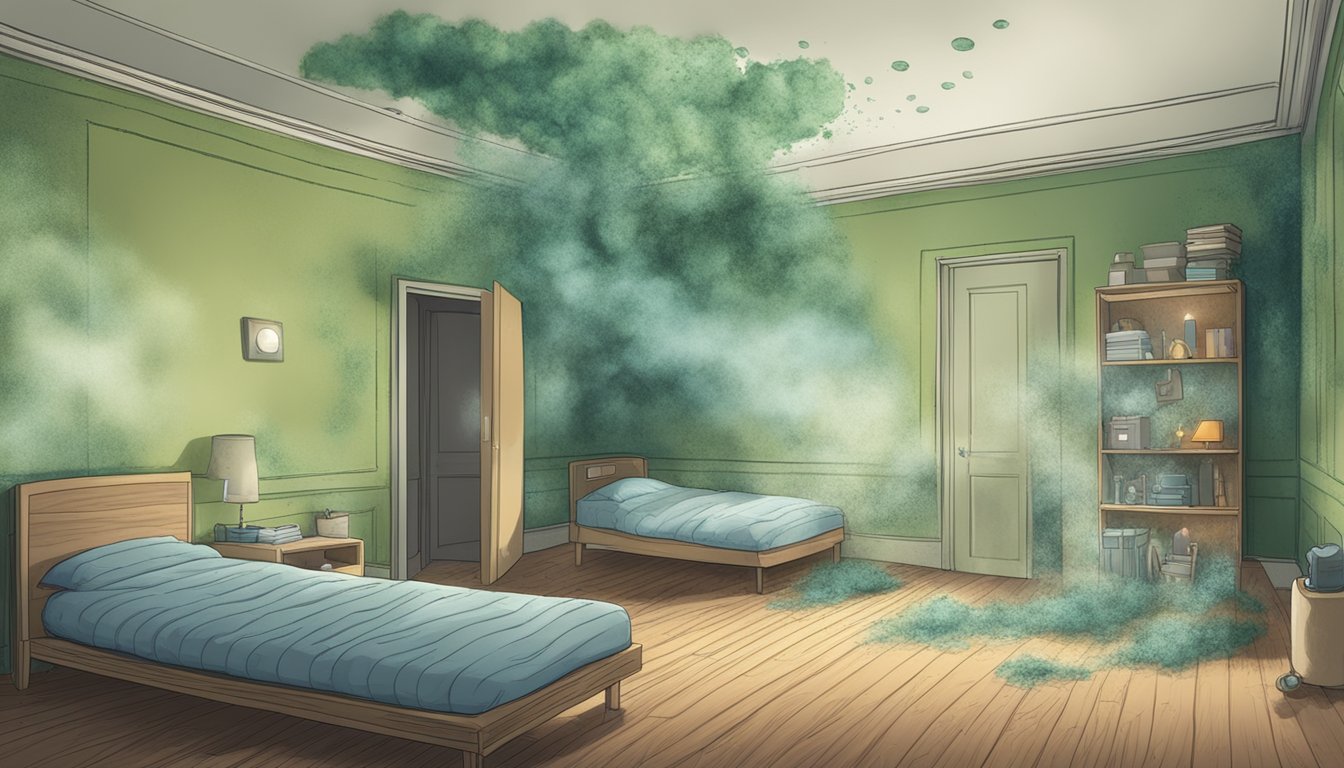 A moldy room triggers an asthma attack. Dust and spores fill the air, causing difficulty breathing. Understanding the connection is crucial