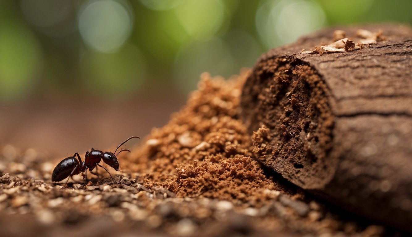 A line of cinnamon surrounds an ant hill, deterring pests