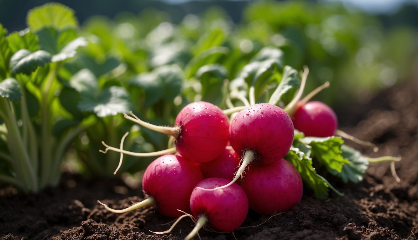 Radishes with black spots due to environmental factors and pests