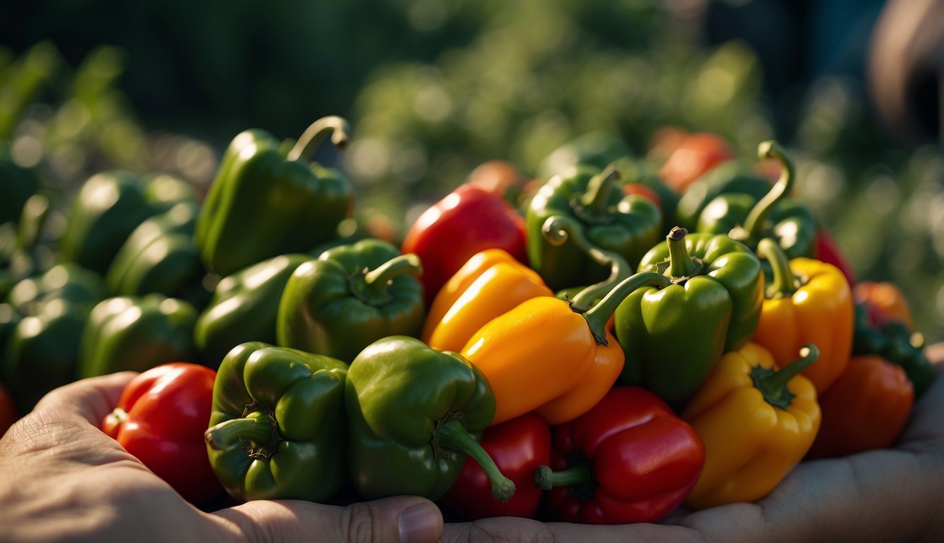 Peppers being harvested and carefully handled for post-harvest care
