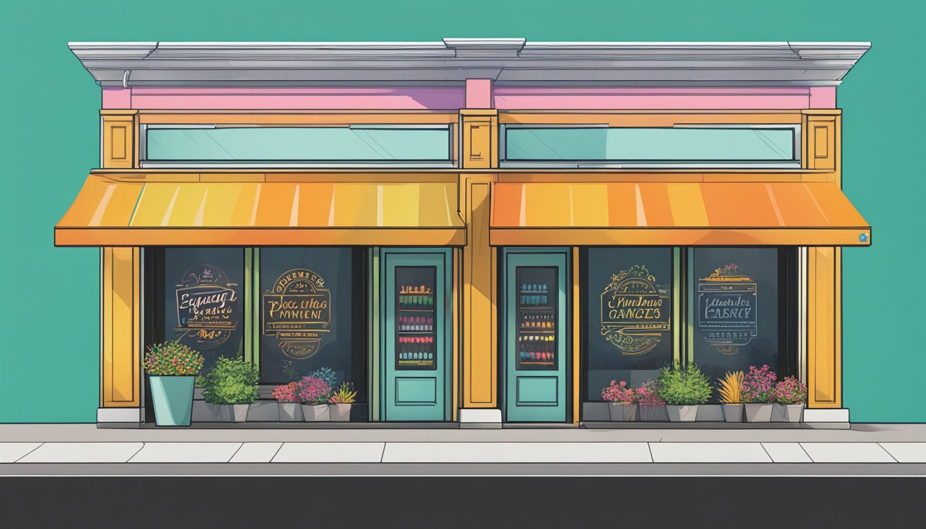 A vibrant, modern storefront with bold typography and a sleek logo. The brand's signature colors are prominently displayed, creating a strong visual impact