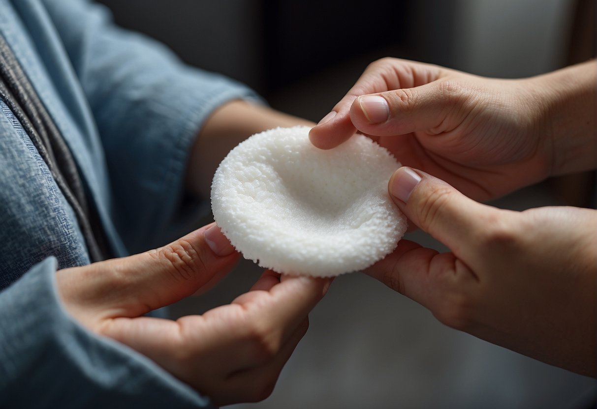 A person using a cotton pad to remove wax from their skin