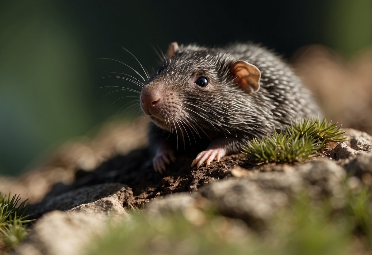 A close-up of a suspicious mole on the skin, with irregular borders and varying shades of color
