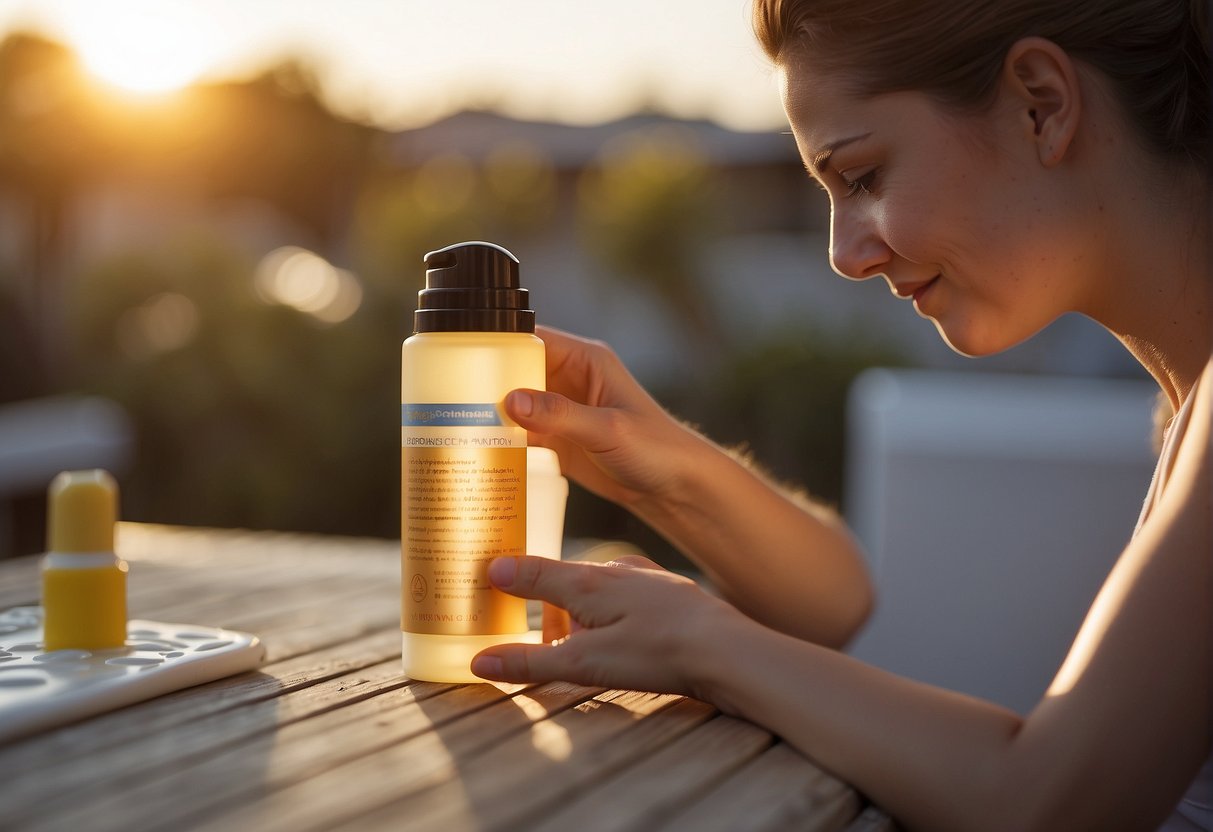 A person applies sunscreen to their pale skin before sun exposure