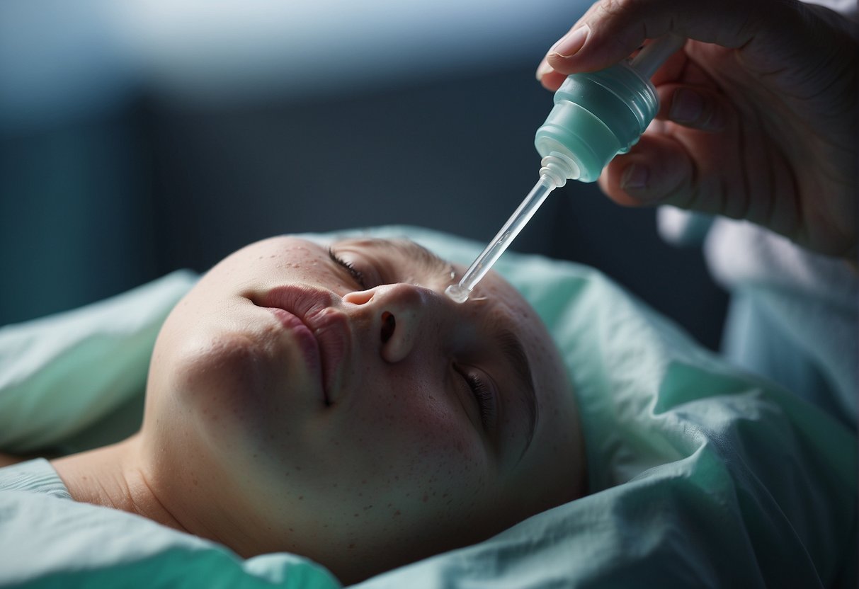 Pus being removed from under the skin using a small incision and gentle pressure, followed by cleansing the area with antiseptic solution