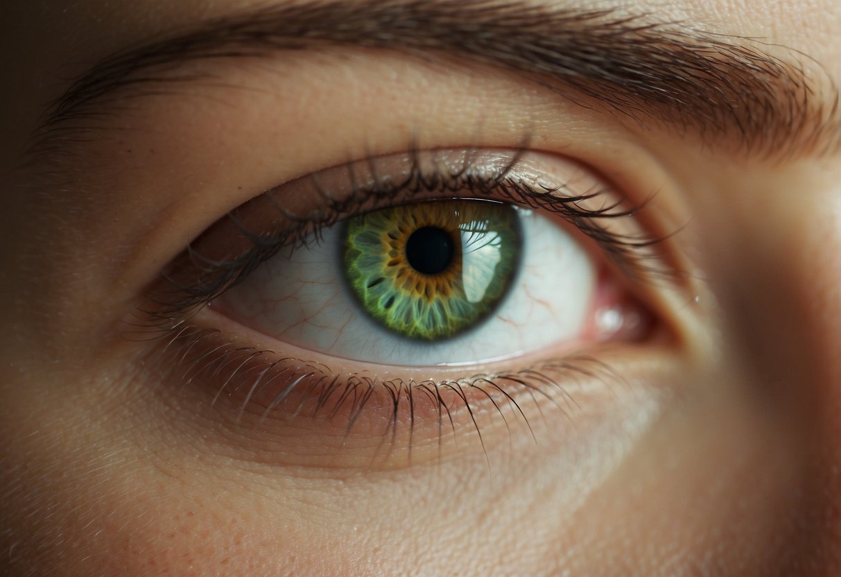 A person with green eyes and fair skin is choosing hair color based on their complexion and eye color