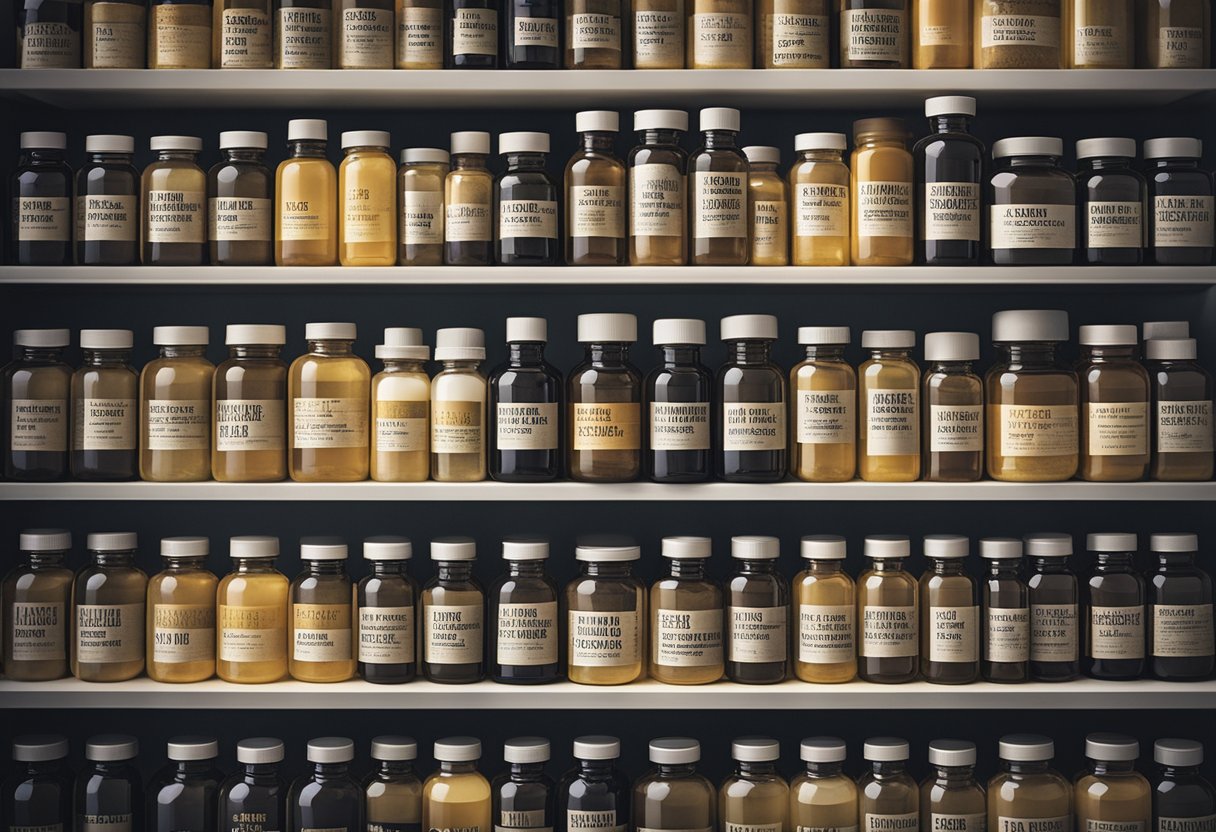 A shelf with various supplement bottles labeled "Best Longevity Supplements."