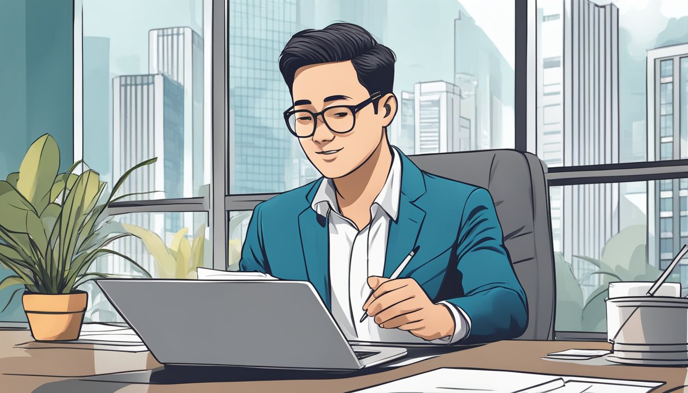 A person in Singapore opens a brokerage account to invest