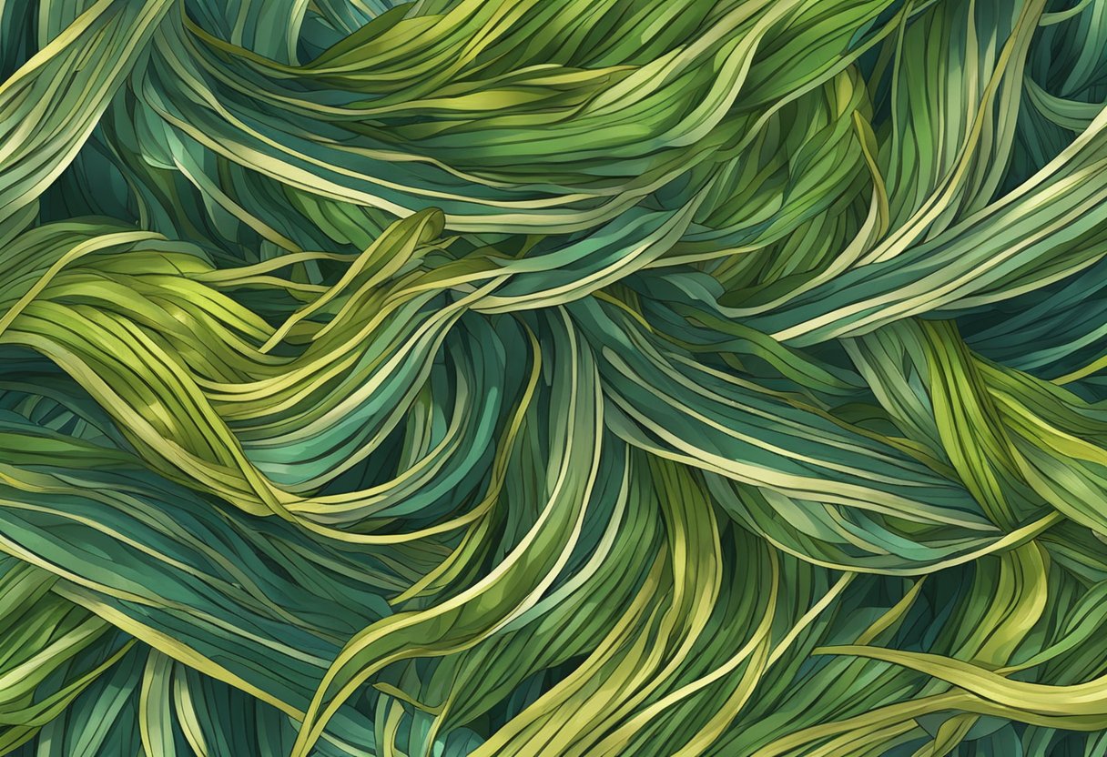 A close-up of seaweed strands with visible fiber content