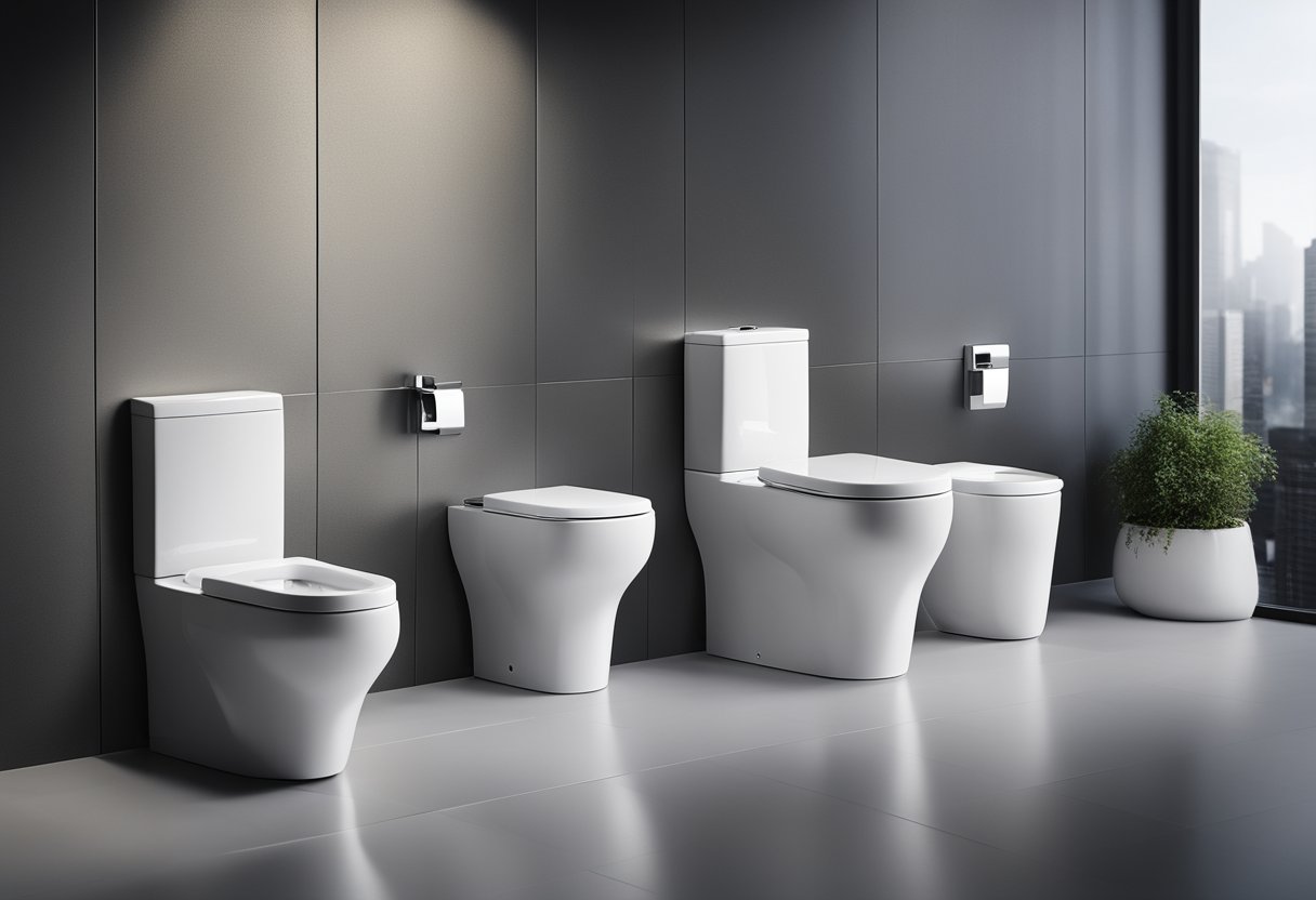A sleek, modern toilet with chrome fixtures and a minimalist design