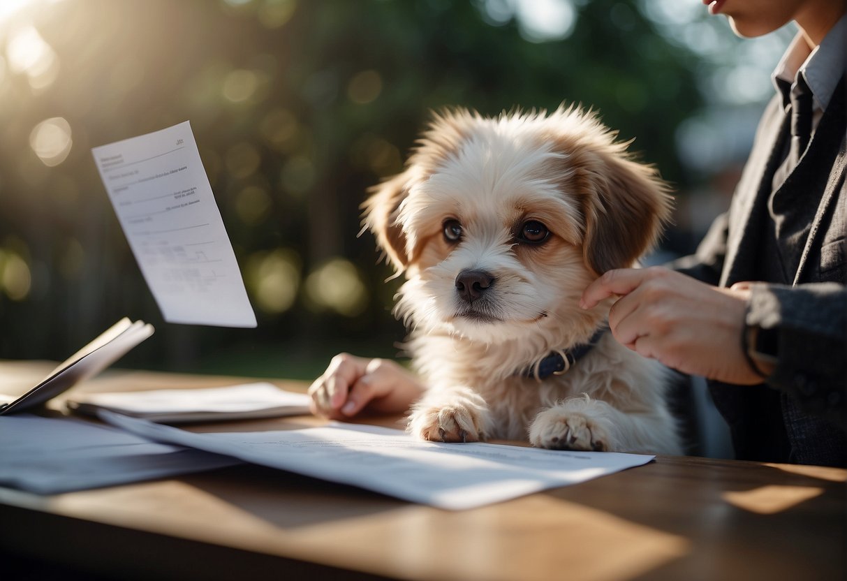 A person fills out paperwork for their dog's registration with the LOF