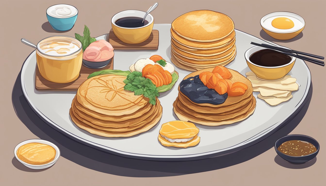 Three different pancakes, each labeled with "PancakeSwap," "UniSwap," and "SushiSwap," are placed side by side on a table in Singapore
