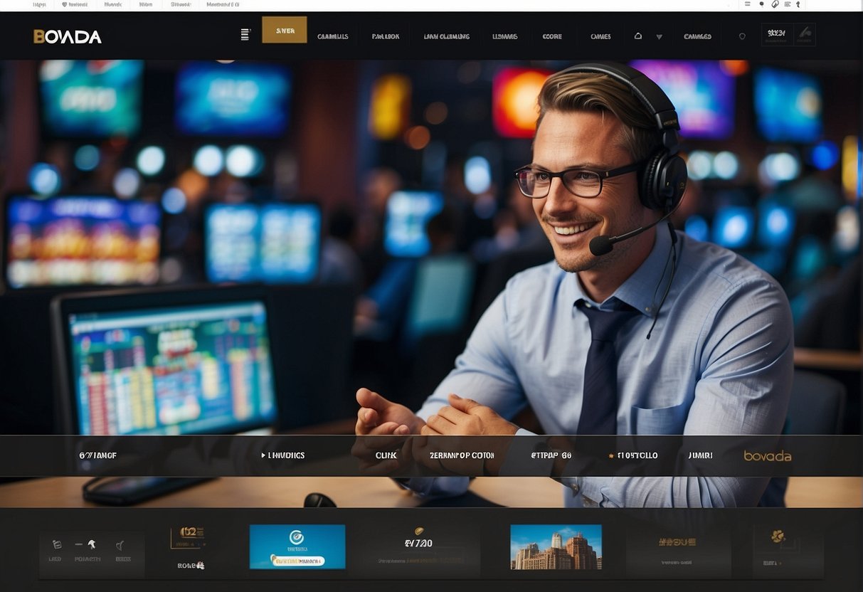 A customer service representative provides detailed information about bovada.lv and its available gambling games
