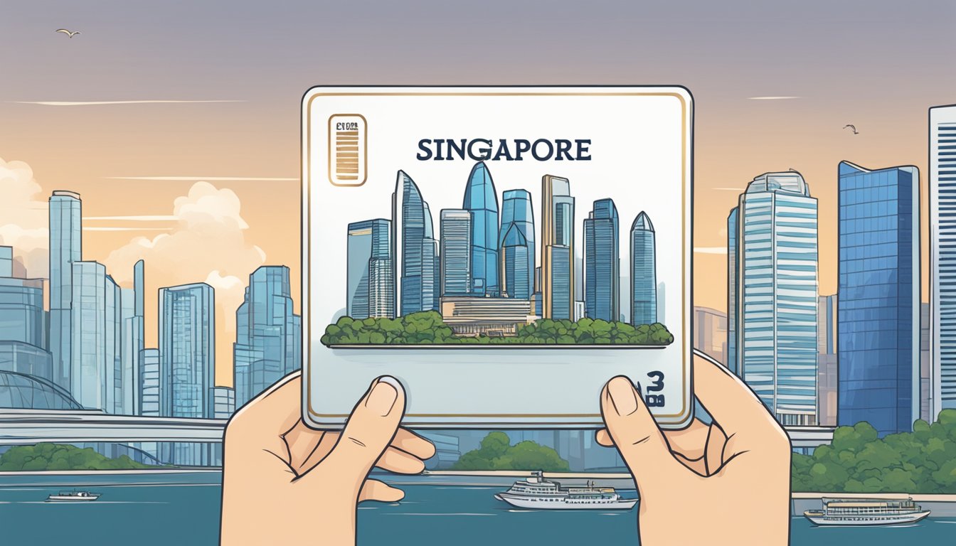 A hand holds a metal card with Singapore skyline in the background. Text reads "Maximising Your Metal Card How to Get a Metal Card in Singapore?"