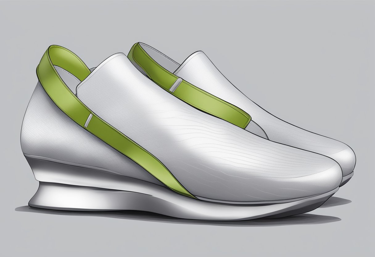 A pair of shoes with removable insoles and adjustable straps. A close-up view showing the interior of the shoe with ample space for orthotic inserts
