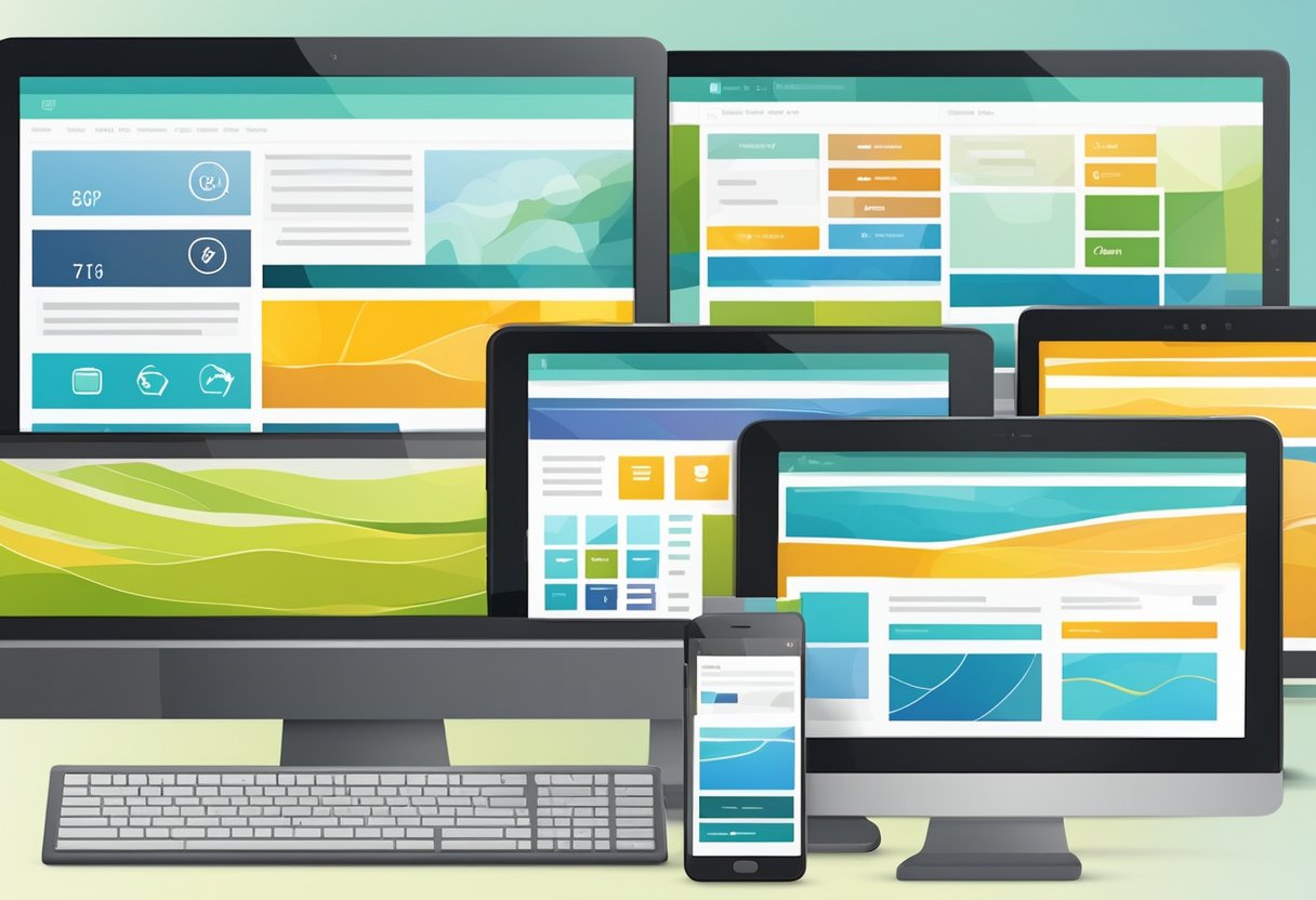A variety of devices in different sizes display mobile websites, showcasing responsive and adaptive design