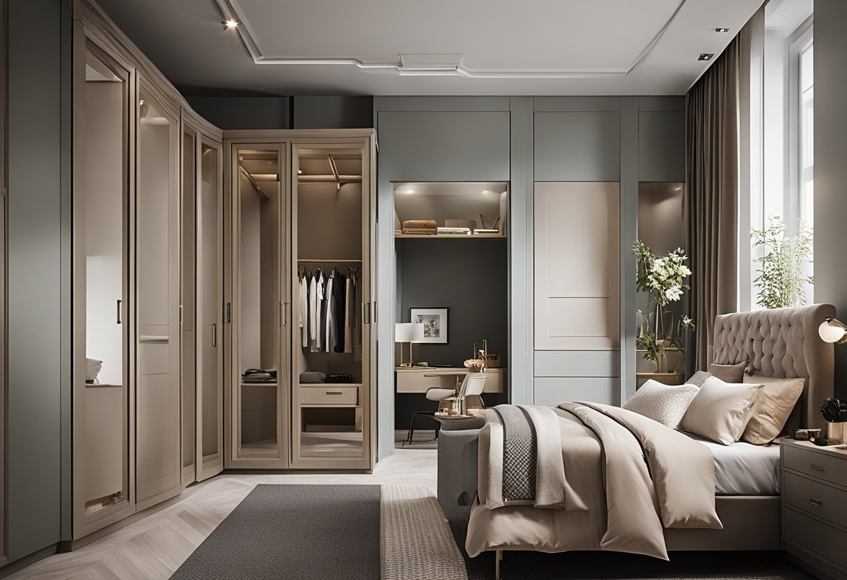 A bedroom wardrobe with personalized details and custom touches, such as unique handles and color choices, adding a personal touch to the design