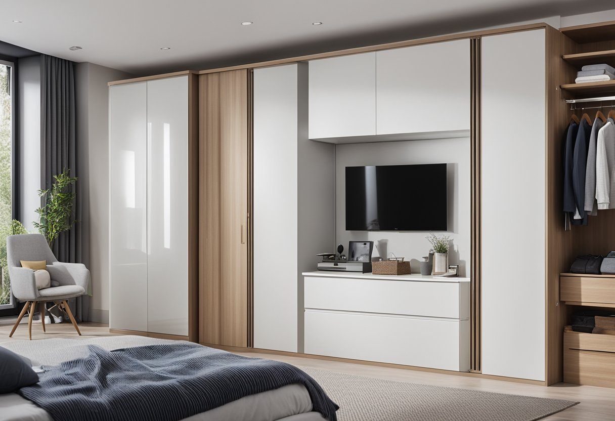 A bedroom with a newly installed and renovated wardrobe design, featuring modern and sleek finishes with ample storage space