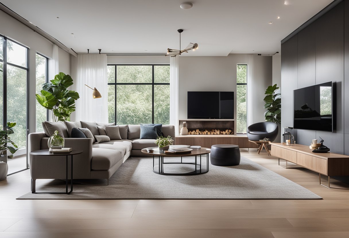 A modern living room with sleek furniture, clean lines, and high-quality materials. The attention to detail and craftsmanship is evident throughout the space