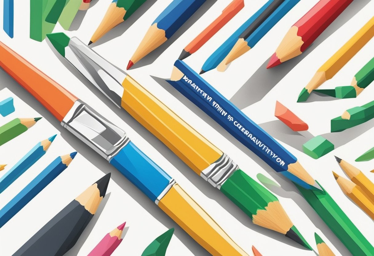 A paintbrush and a pencil are intertwined, symbolizing the connection between art and life. Quotes about drawing and creativity surround them