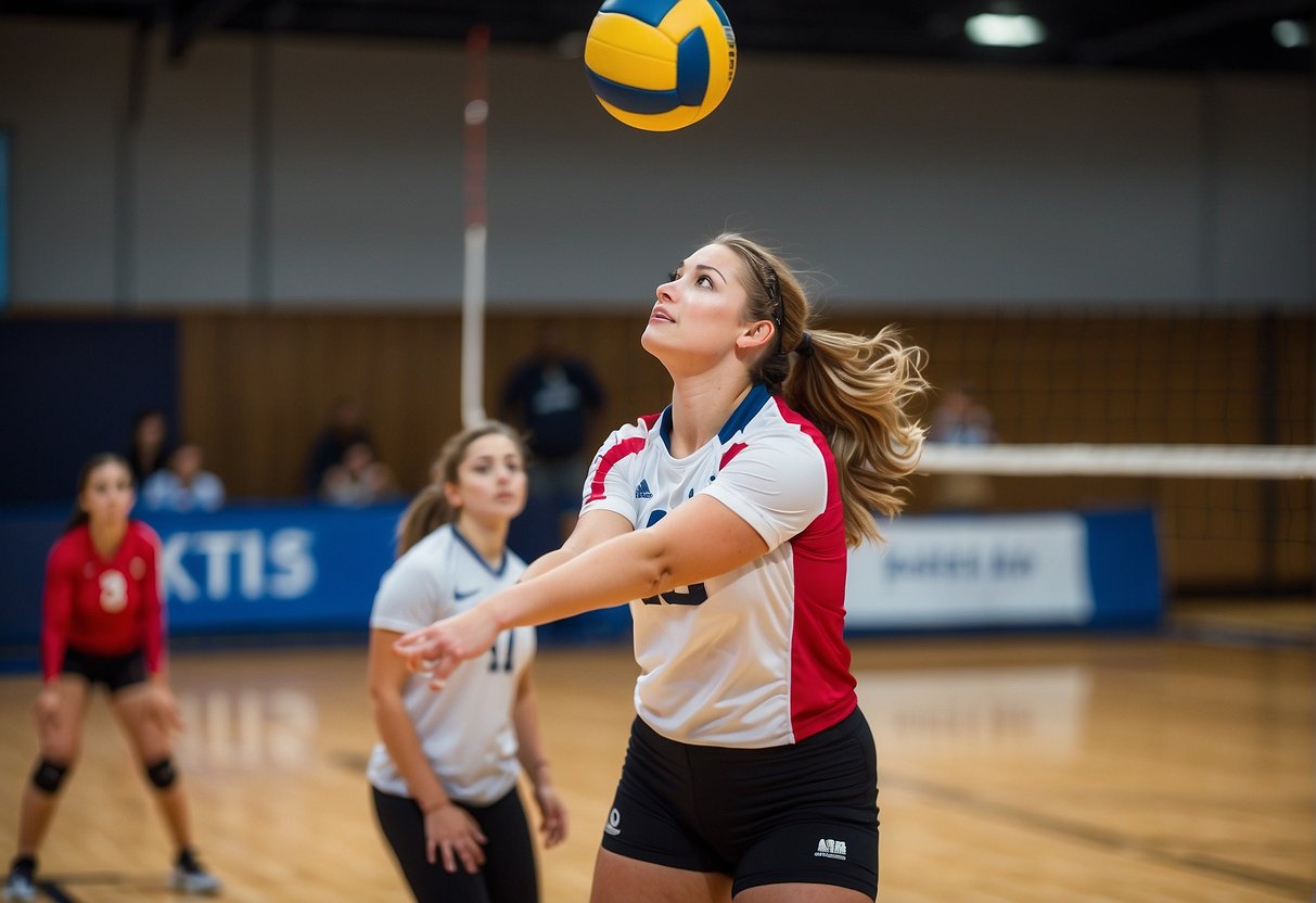 Danielle Hart serves a volleyball over the net during her early years and high school career, demonstrating her skill and passion for the sport