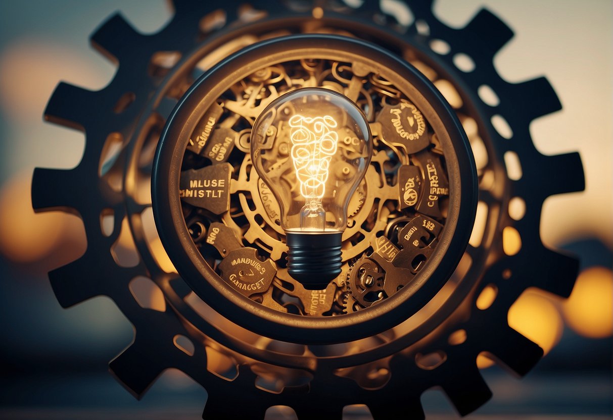 A lightbulb illuminates, surrounded by shifting gears and puzzle pieces. The words "change your mindset, change the game" float in the air