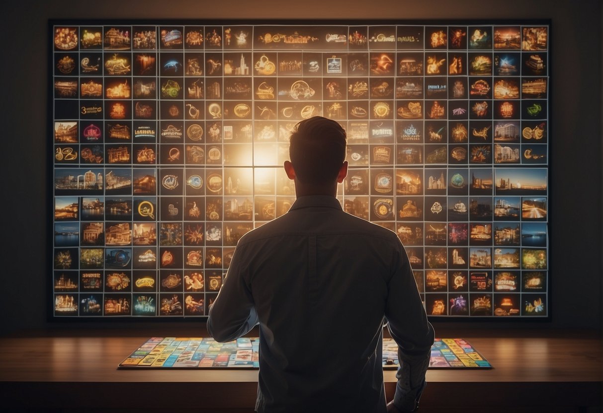 A person holding a game board with a thought bubble above their head, filled with images of daily life activities being transformed by a new mindset