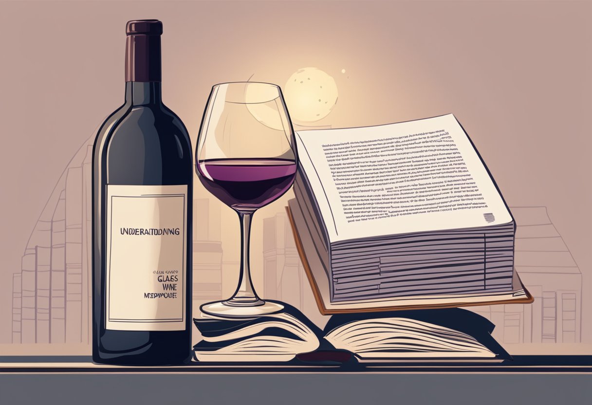 A glass of wine sits next to a book titled "Understanding Menopause". A spotlight illuminates the scene, creating a dramatic effect