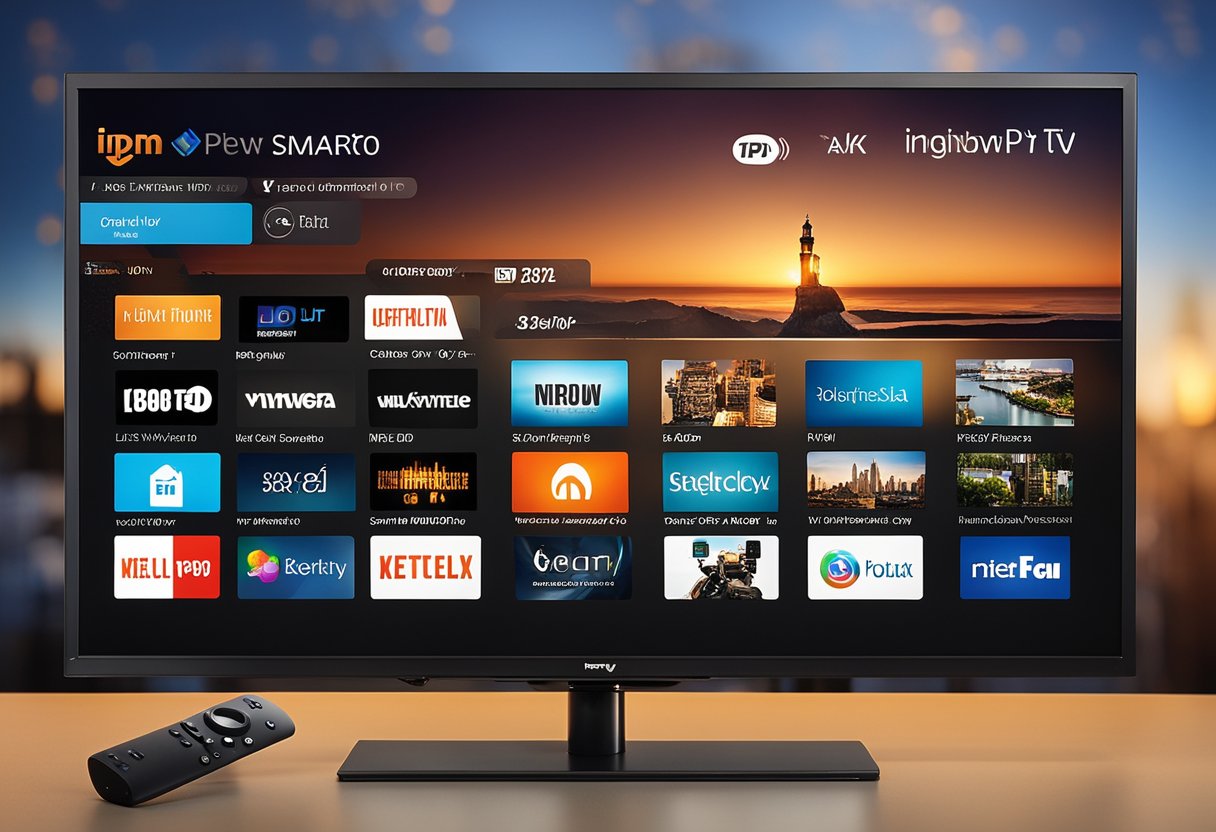 A Fire TV with iptv smarters pro app installed, displayed on a TV screen