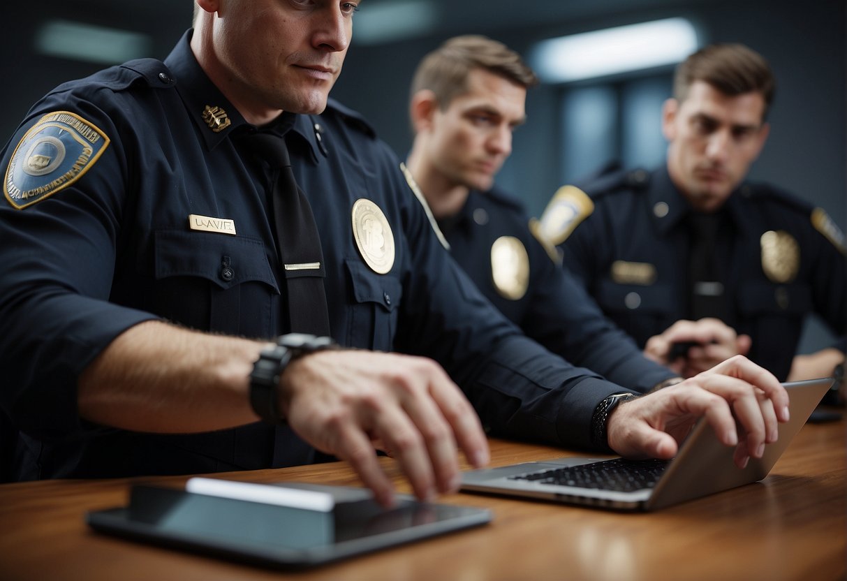 Law enforcement officers receiving cryptocurrency training