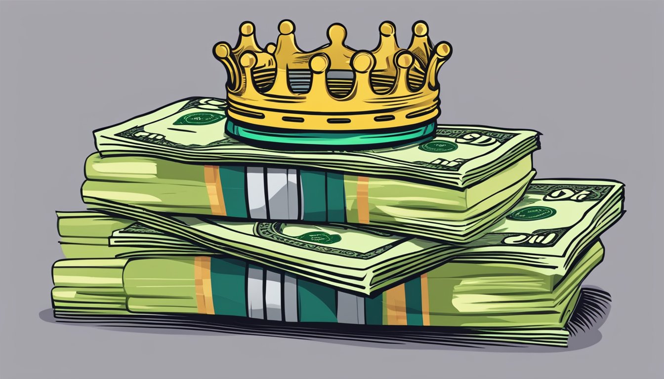 A crown sits atop a stack of money with the words "Frequently Asked Questions" and "credit king money lender" written in bold letters