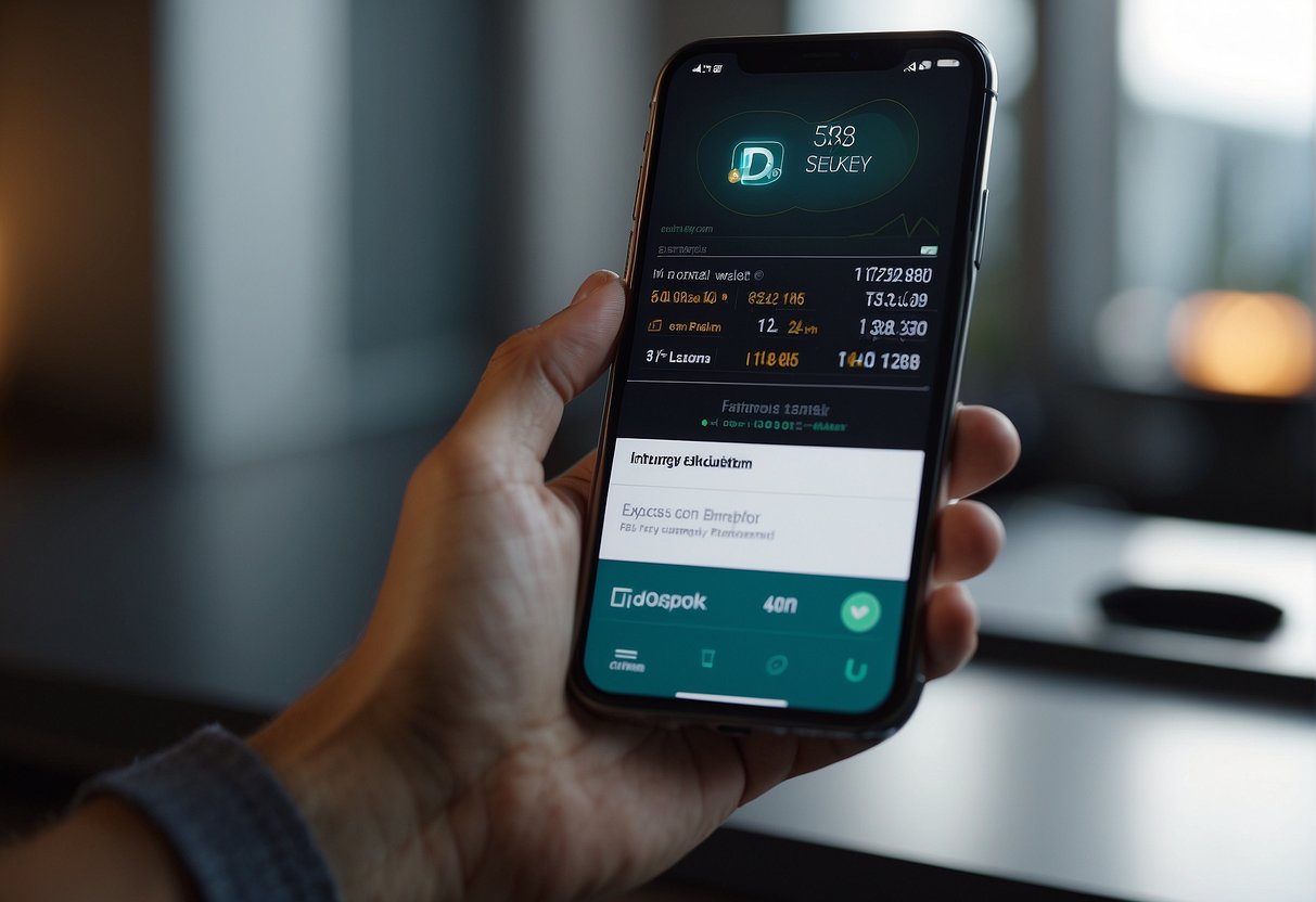 A smartphone displaying a user-friendly crypto wallet app with simple interface and clear instructions. A digital currency symbol is shown with a seamless process for sending and receiving funds