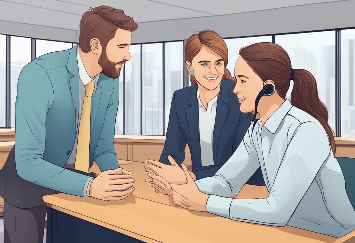 Colleagues engage in active listening, showing understanding and support. Non-verbal cues indicate empathy and connection in the workplace