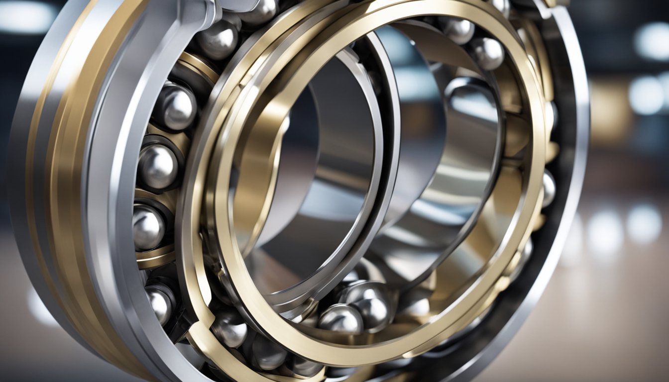 A ball bearing and roller bearing slewing ring in motion, with smooth and precise rotation