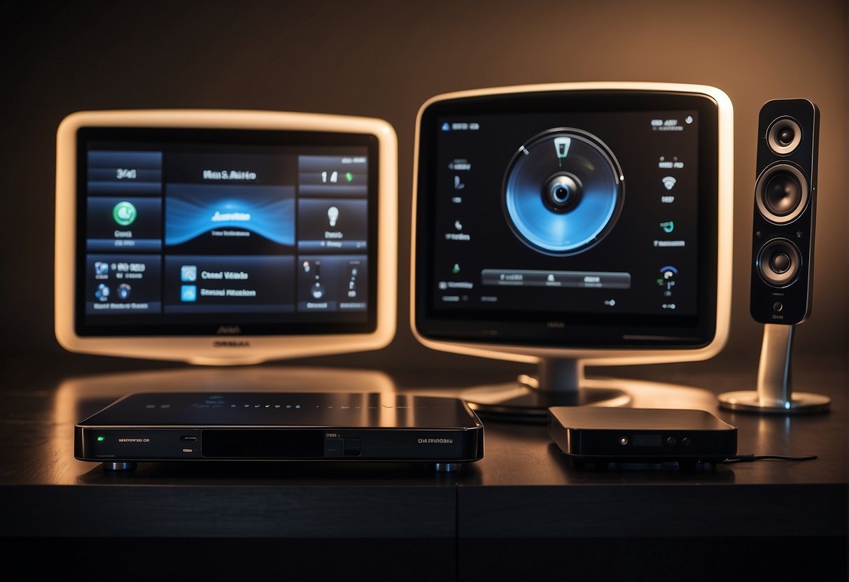 Multiple smart devices connected, creating a multiroom audio system