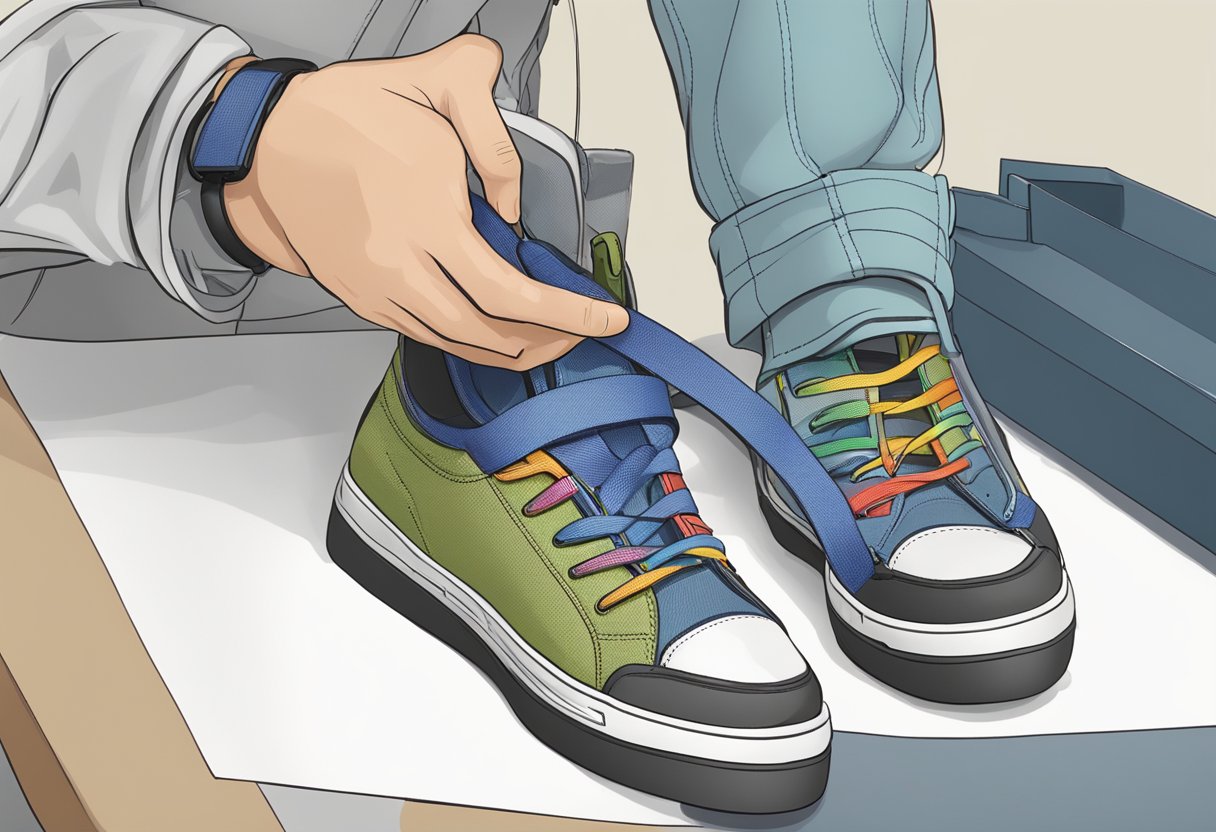 Straps are being adjusted for optimal comfort on a pair of shoes