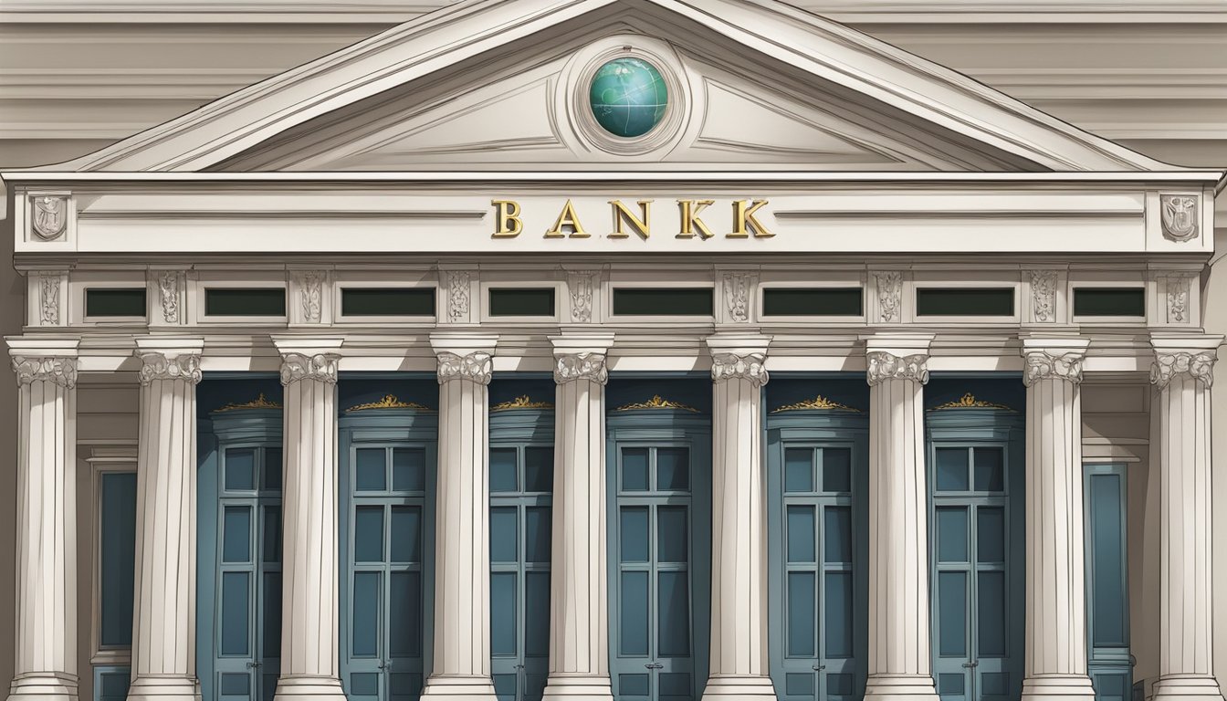 A bank stands tall with a grand facade, adorned with the name and logo. Money lenders are depicted as individuals or small businesses, often with a sign or symbol indicating their services